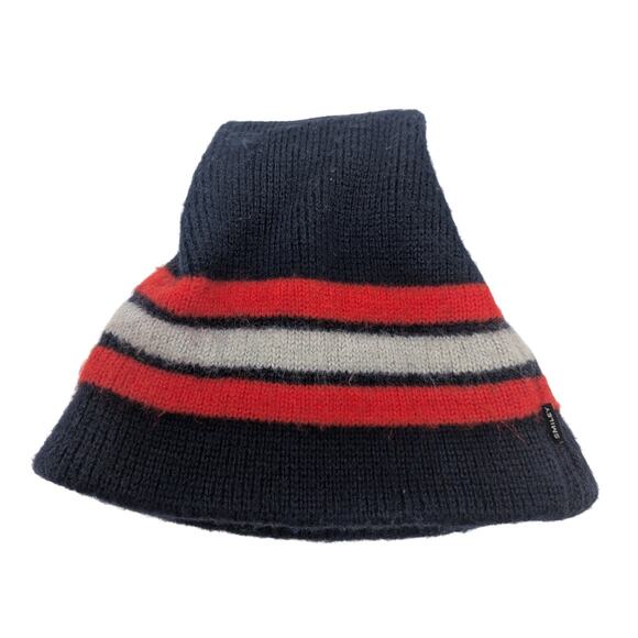Vintage Smiley 100% Wool Beanie Hat Skull Cap Striped Knit Made in USA - Picture 1 of 6
